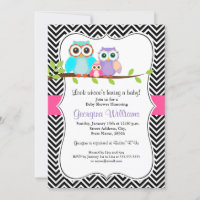 Invitación de Baby Shower de Niña Búho Adorable