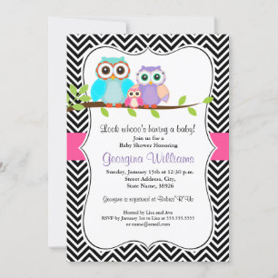 Invitación de Baby Shower de Niña Búho Adorable