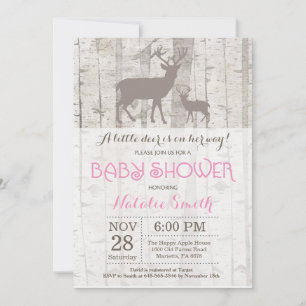 Invitación de Baby Shower de Niña Ciervo Rústico B