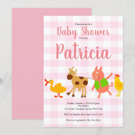 Invitación de Baby Shower de Niña con Animales de