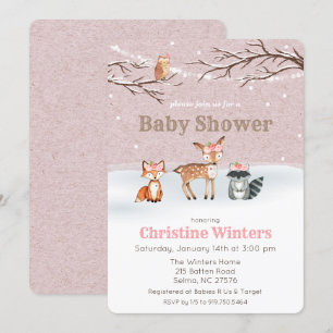 Invitación de Baby Shower de Niña con Animales del