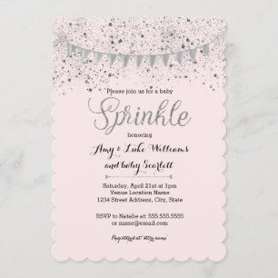 Invitación de Baby Shower de Niña con Brillo Rosa