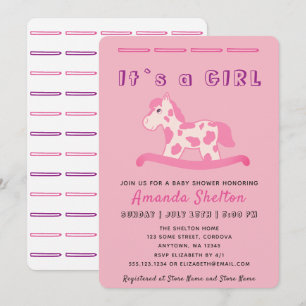 Invitación de Baby Shower de Niña con Caballo de B