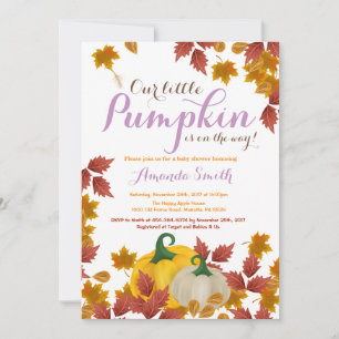 invitación de baby shower de niña con calabaza mor