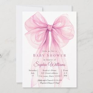 Invitación de Baby Shower de Niña con Cinta de Acu