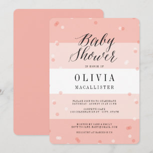 Invitación de Baby Shower de Niña con Confeti Rosa