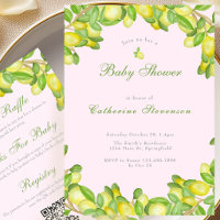 Invitación de Baby Shower de Niña con Doble Cara d