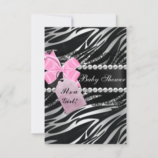 Invitación de Baby Shower de Niña con Estampado de (Anverso)