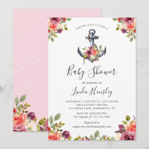 Invitación de Baby Shower de Niña con Floral de An