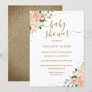 Invitación de Baby Shower de niña con flores de me