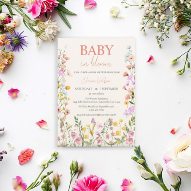 Invitación de Baby Shower de Niña con Flores Silve (Subido por el creador)