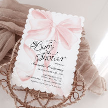 Invitación de baby shower de niña con lazo coquett