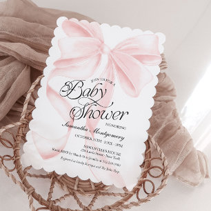 Invitación de baby shower de niña con lazo coquett