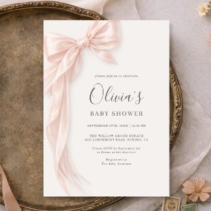 Invitación de Baby Shower de Niña con Lazo Coquett