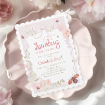 Invitación de Baby Shower de Niña con Lazo Floral