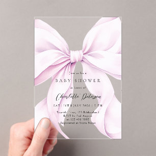 Invitación de Baby Shower de Niña con Lazo Morado