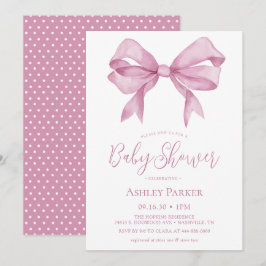 Invitación de Baby Shower de Niña con Lazo Rosa