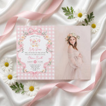 Invitación de Baby Shower de Niña con Lazo Rosa Si