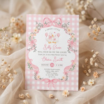 Invitación de Baby Shower de Niña con Lazo Rosa Si