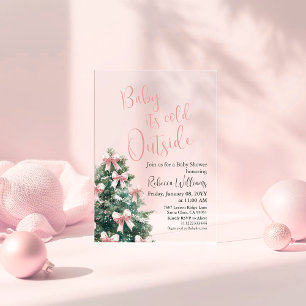 Invitación de Baby Shower de Niña con Lazo Rosa y 
