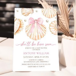 Invitación de Baby Shower de Niña con Lazos Rosado