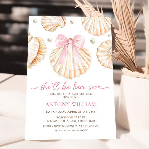 Invitación de Baby Shower de Niña con Lazos Rosado