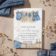Invitación de Baby Shower de Niña con Pantalón de
