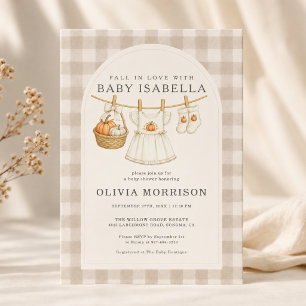 Invitación de Baby Shower de Niña con Ropa en Cuer