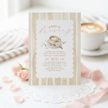 Invitación de Baby Shower de Niña con Taza de Café