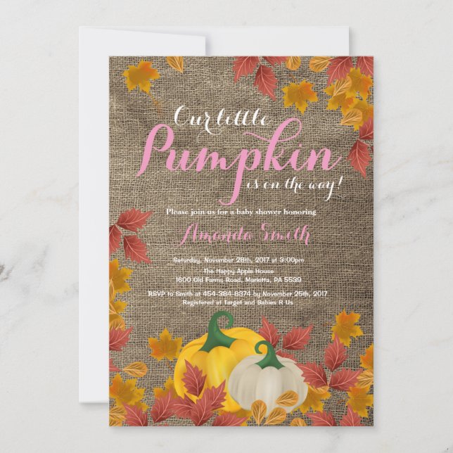 invitación de baby shower de niña con tema de cala (Anverso)
