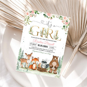 Invitación de baby shower de niña con temática de
