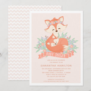 Invitación de Baby Shower de Niña con Zorro en el 