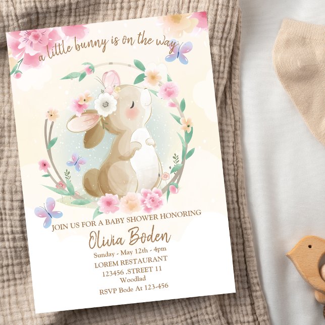 Invitación de Baby Shower de niña conejito rosa (Subido por el creador)