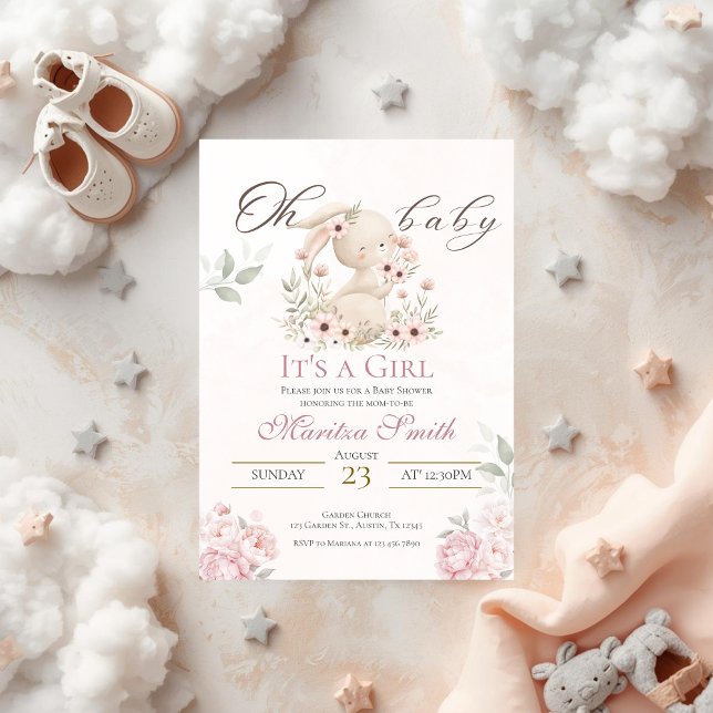 invitación de baby shower de niña conejo (Subido por el creador)