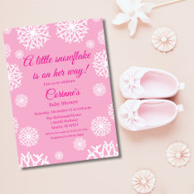 Invitación de baby shower de niña copo de nieve ro