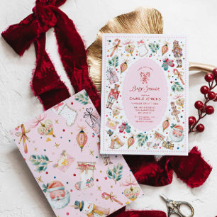 Invitación de baby shower de niña de invierno rosa