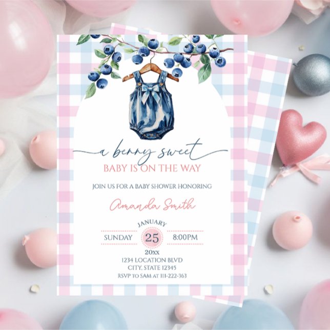 Invitación de baby shower de niña dulce arándano (Subido por el creador)