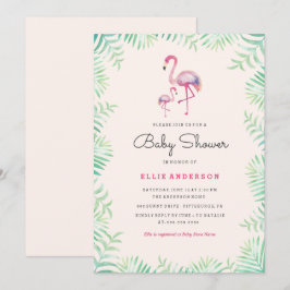 Invitación de Baby Shower de Niña Flamingo Rosa