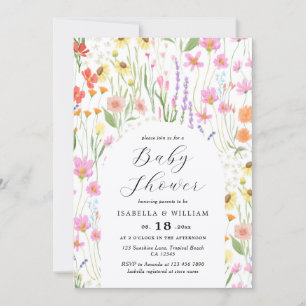 Invitación de Baby Shower de Niña Jardín de Flores