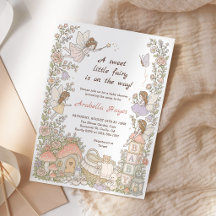 Invitación de Baby Shower de Niña Jardín de Hadas