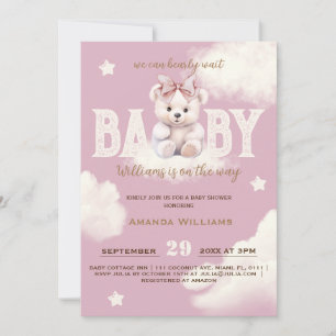 Invitación de Baby Shower de Niña Oso de la espera