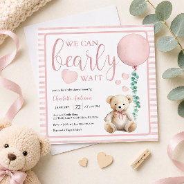 Invitación de Baby Shower de Niña Oso Rosa Apenas