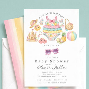 Invitación de Baby Shower de Niña para Playa Tropi