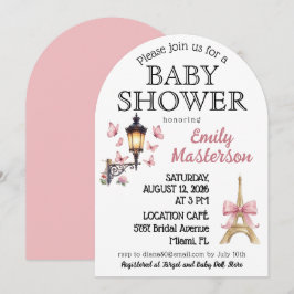 Invitación de Baby Shower de Niña Parisina Rosa
