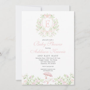 Invitación de Baby Shower de Niña Patoja Elegante 