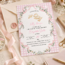 Invitación de Baby Shower de Niña Personalizada Si