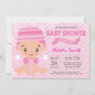 Invitación de Baby Shower de Niña Rosa de Invierno