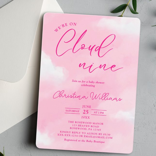 Invitación de Baby Shower de Niña Rosa Moderna (Subido por el creador)