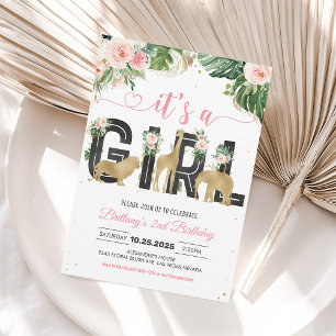 Invitación de Baby Shower de Niña Rosa Salvaje