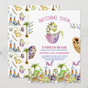 Invitación de baby shower de niña Rugido a punto d